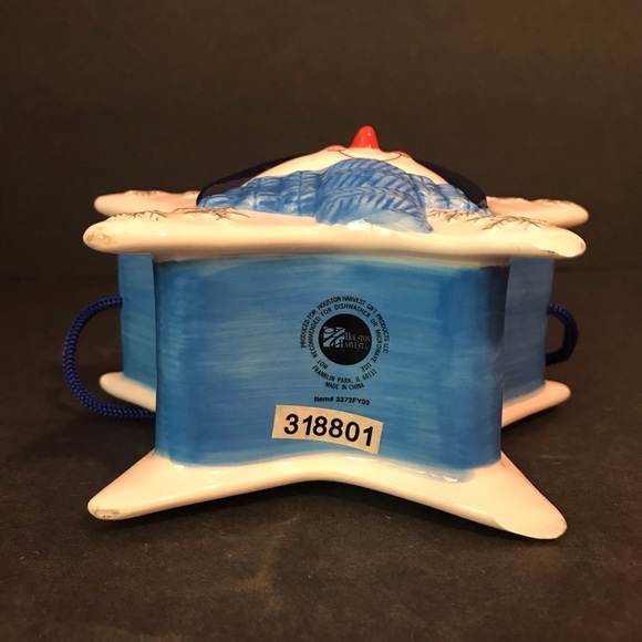 Houston Harvest Ceramic Snowman Star Planter/ Candy Dish/Gift Container - Picture 5 of 15